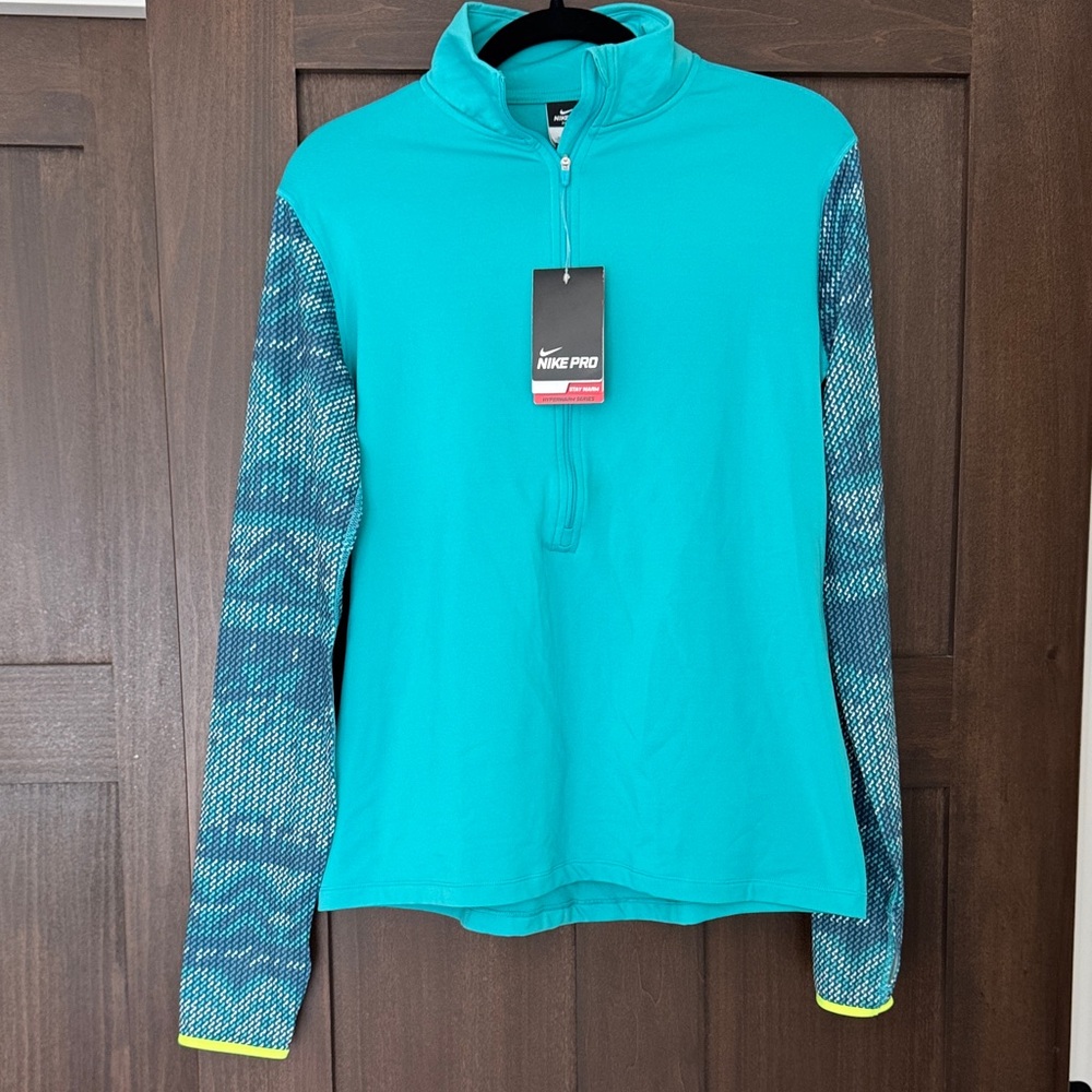 Nike Women's Teal and Patterned Blue Sweatshirt